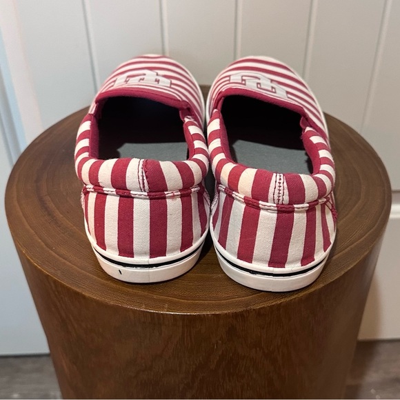 Red and White OU Athletic Shoes with Nautical Stripes - Picture 4 of 5